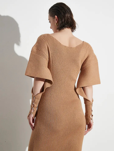 knee length dresses for ladies Godiva' Butterfly Knit Dress - Black main image 0