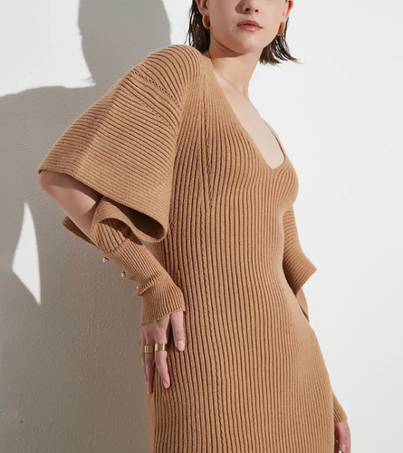 Butterfly sleeve knit sweater dress | Sylvia Braga 