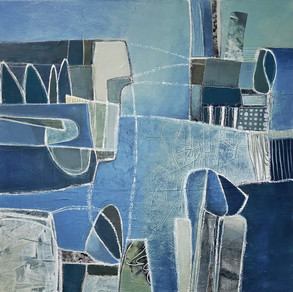 La couleur de l'eau, oeuvre 24x24 pouces. Oeuvre de Diane Bussières