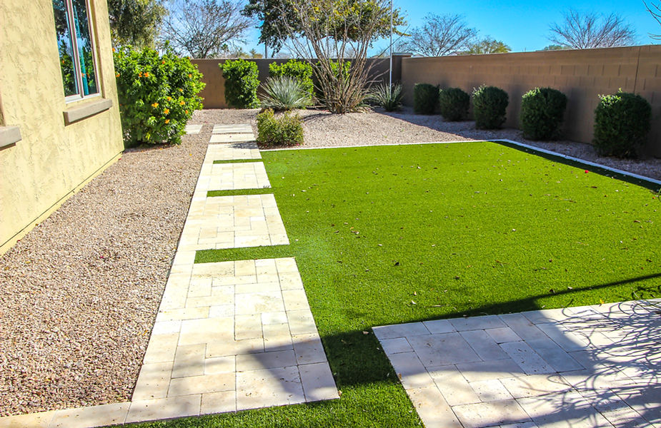 hardscaped backyard