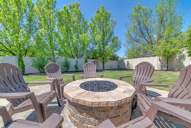fire pit in the backyard