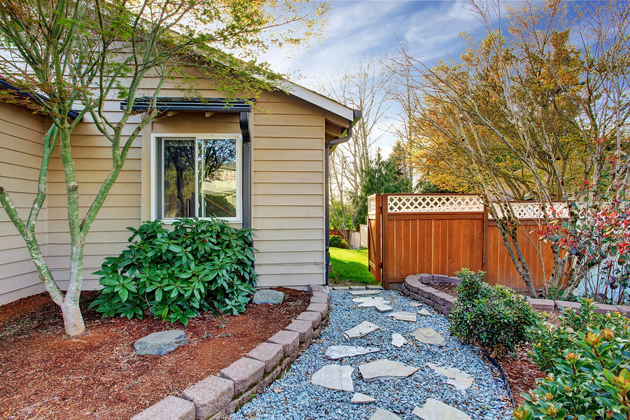 stone pathway and fence