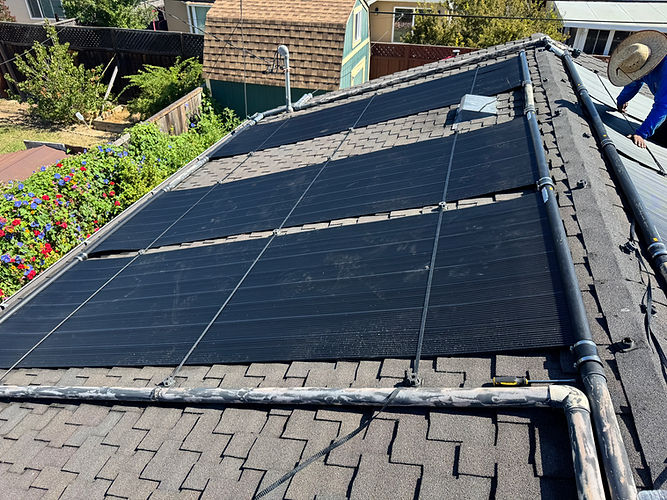 solar pool heating system on roof