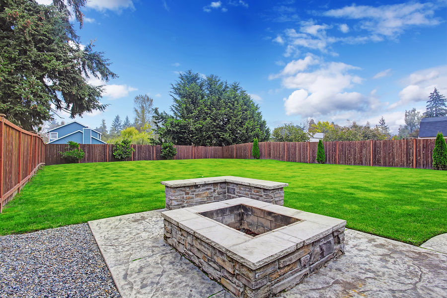 fire pit in backyard