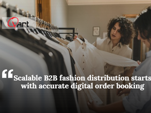 Fashion distributors reviewing apparel collection during seasonal buying with scalable B2B fashion distribution powered by Fashion Distributor Order Management Software, enabling accurate digital order booking and inventory visibility.