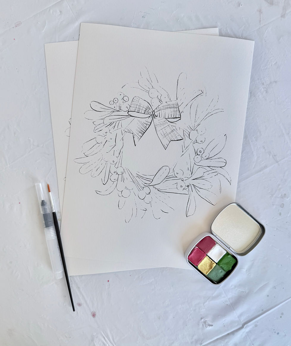 Thumbnail: Holiday Wreath Watercolor Painting Kit