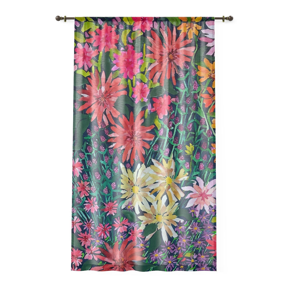 Sheer Floral Window Curtain