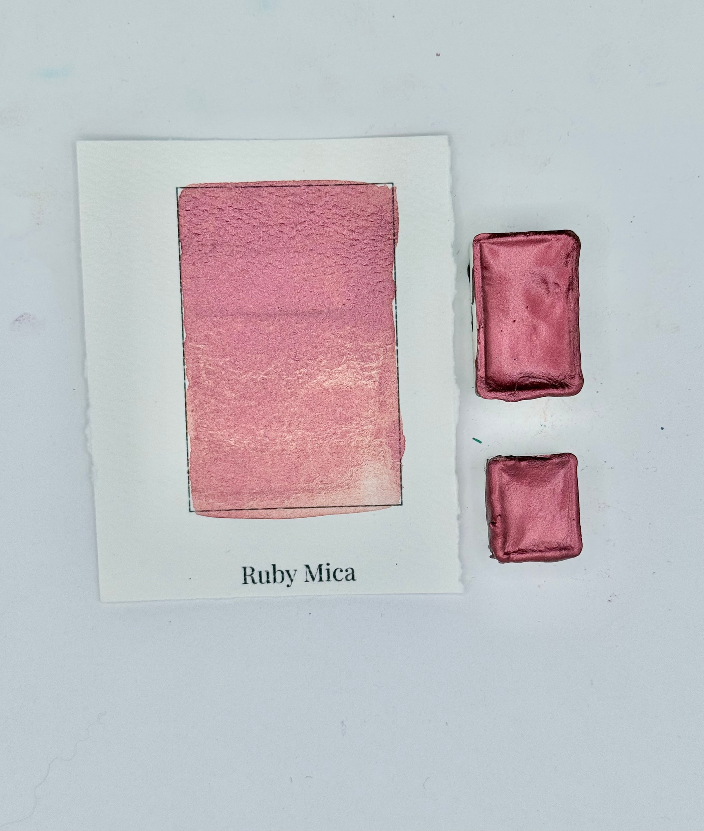 Ruby Mica Watercolor Full Pan – Handmade Shimmer Red Paint | Deep Ruby Sparkle |