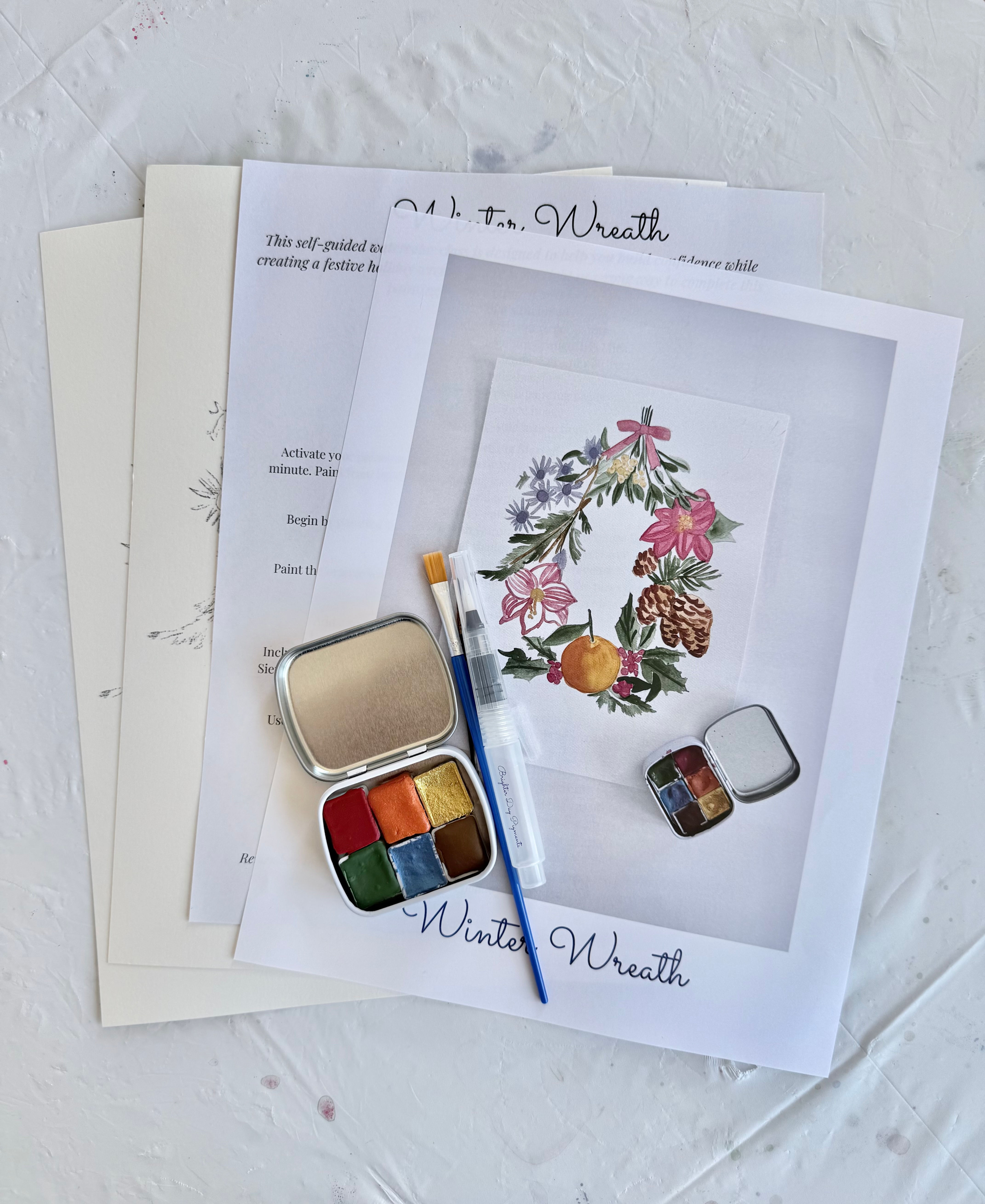 Winter Wreath Watercolor Painting Kit