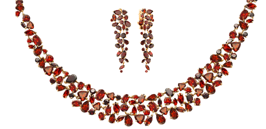 Natural Garnet Necklace and Art Glass by the local artists in The Gallery Shop 