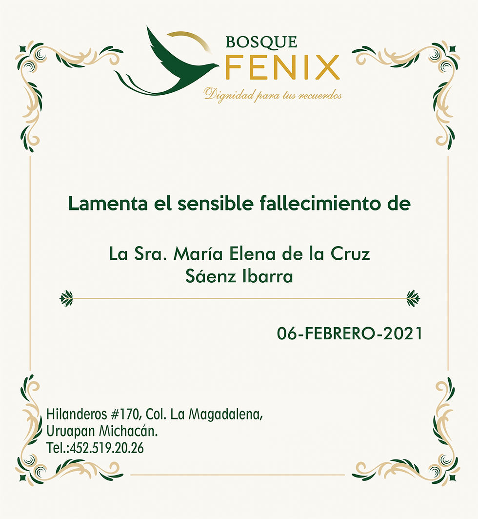 La Sra. María Elena de la Cruz Sáenz Ibarra