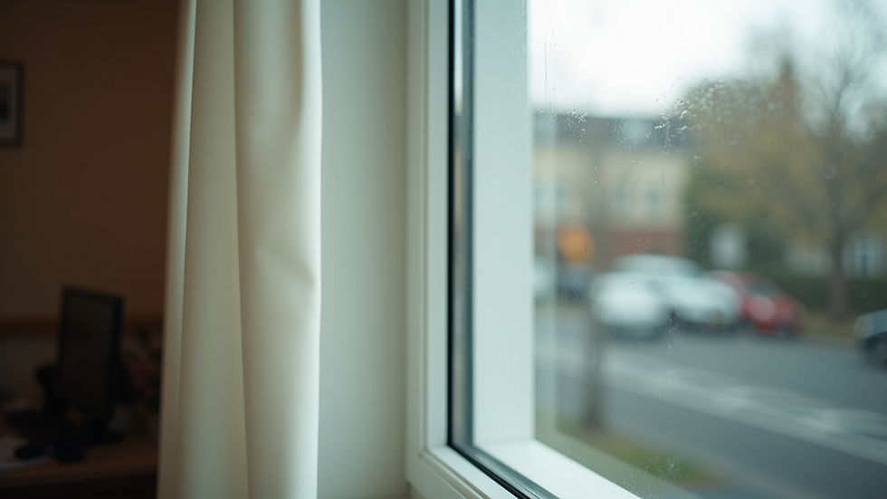 Close-up view of a residential window with clear window film installed