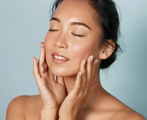Skin care. Woman with beauty face and healthy facial skin portrait. Beautiful asian girl m