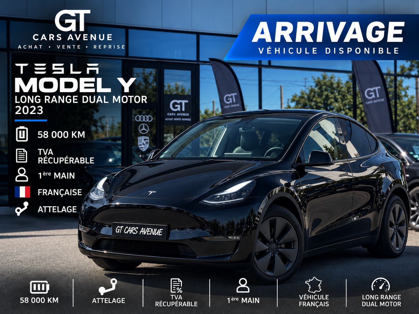 TESLA MODEL Y LONG RANDE DUAL MOTOR 2023/ ATTELAGE