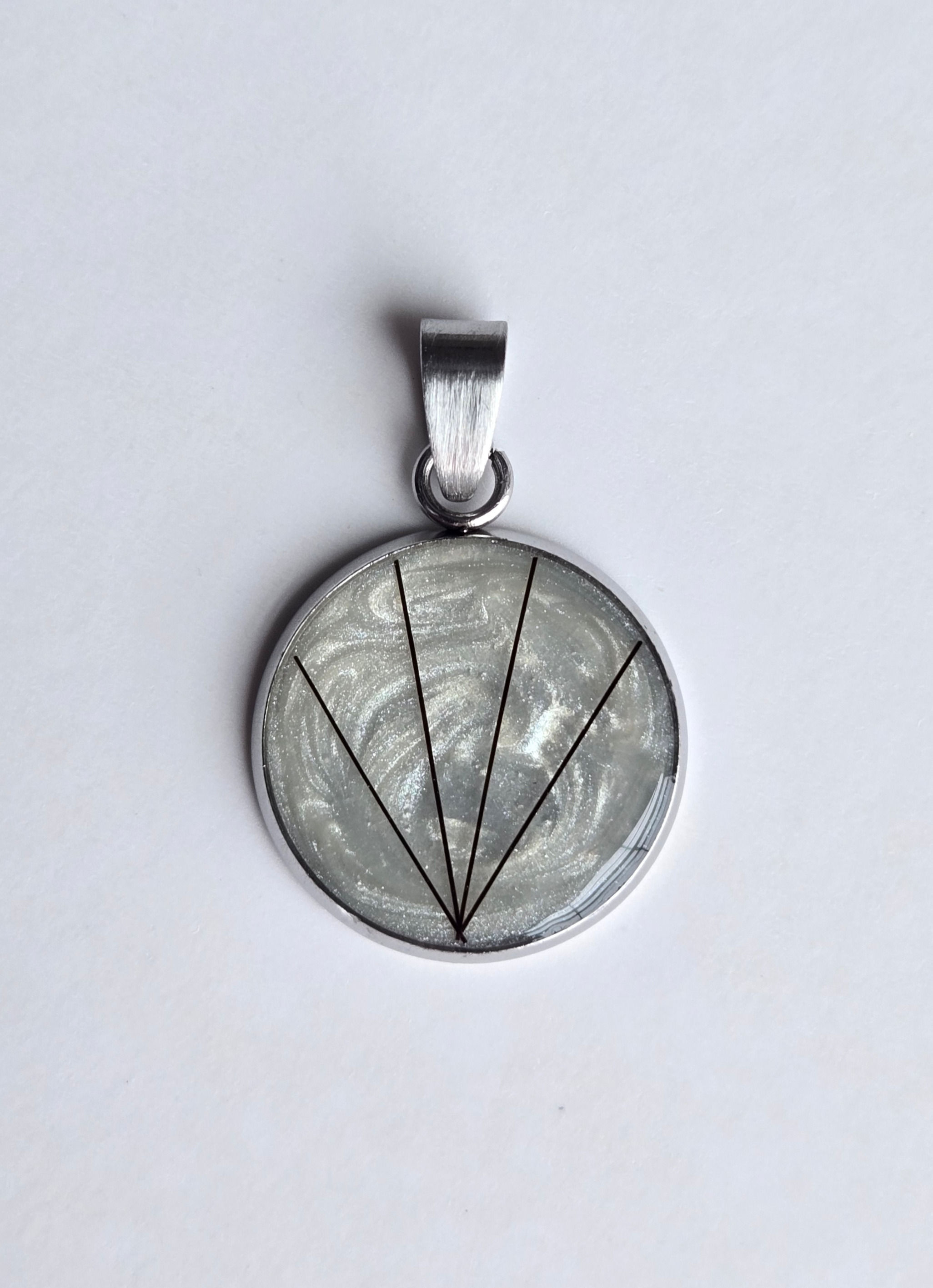Prism: Round Stainless Steel Pendant with Whiskers or Horse Hair