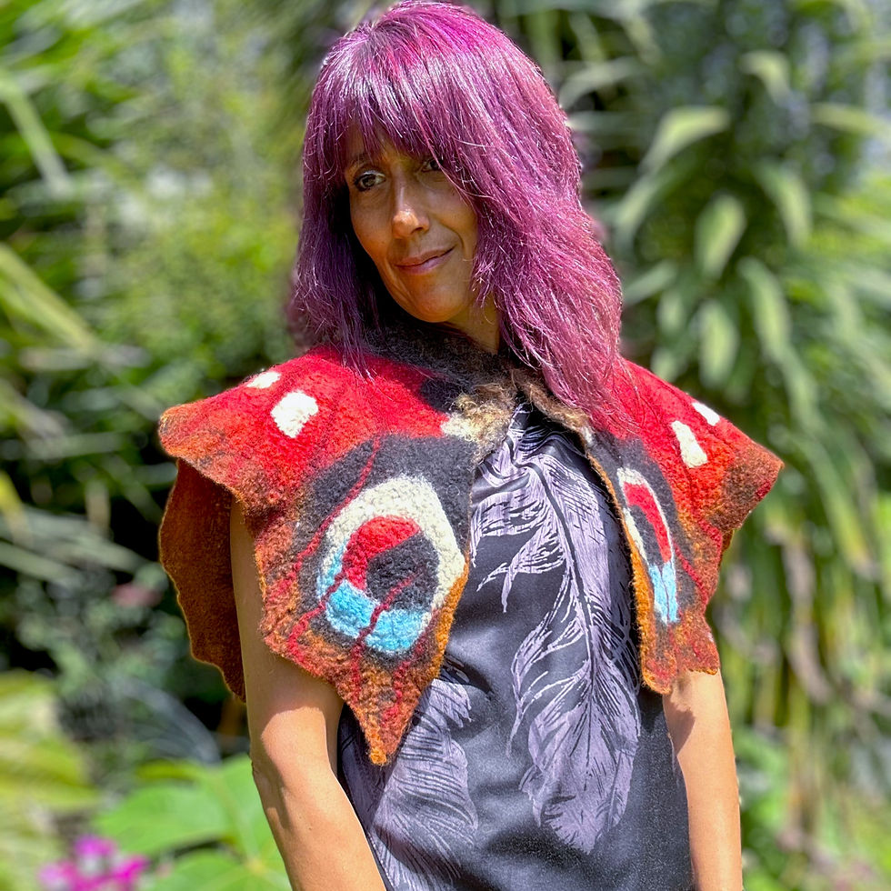 Thumbnail: Peacock Butterfly Wings Felted Cape
