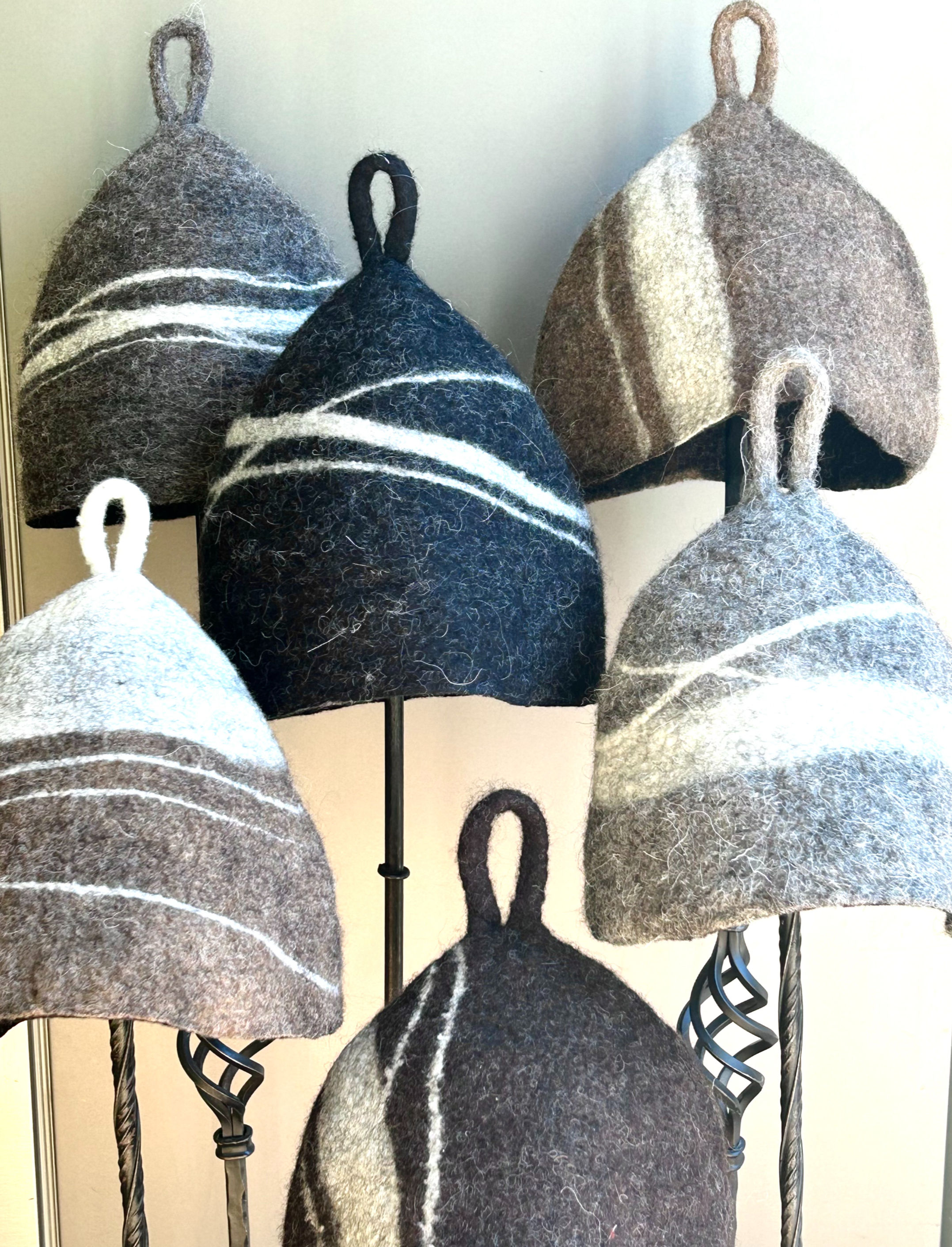 Pebble Sauna Hats: natural wool