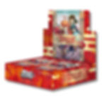 Rurouni Kenshin booster box on display, red and orange packaging, visible text promoting