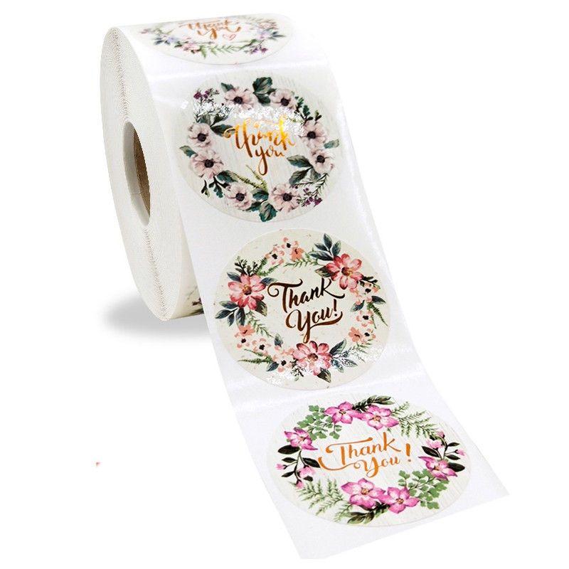Thank You Stickers Professional Labels Floral Flowers 4 Designs