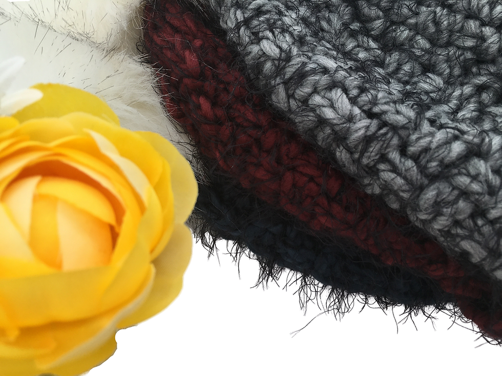 Thumbnail: Ladies Feather Hat With Faux Fur Pompom Coral Fleece