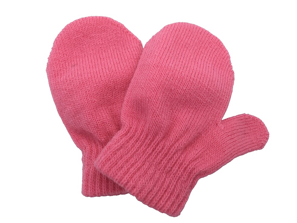 Thumbnail: Babies Mittens 2 Pairs (Plain & Striped)