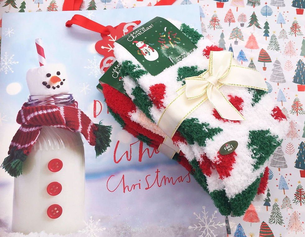 Thumbnail: Girls Christmas Tactel Socks With Gold Ribbon