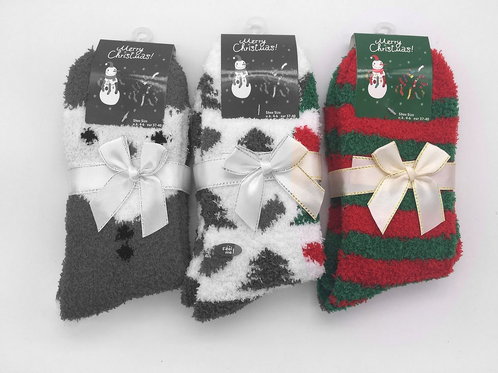 Thumbnail: Girls Christmas Tactel Socks With Gold Ribbon