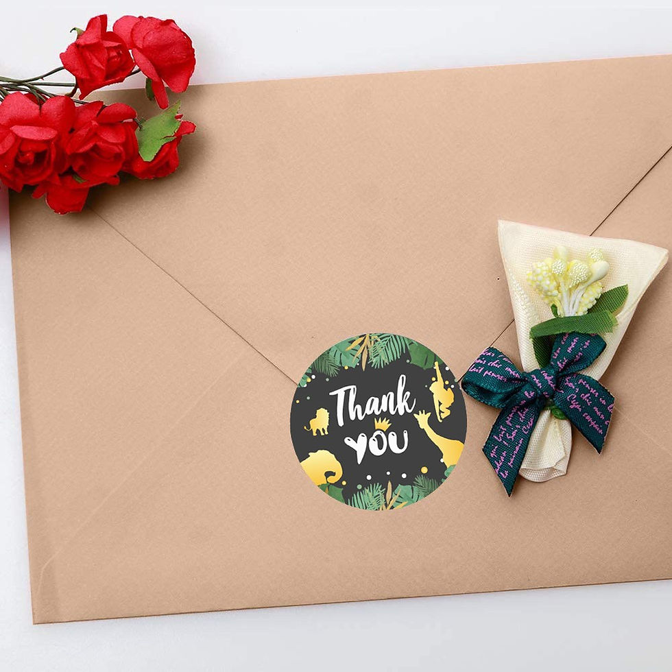Thumbnail: Thank You Stickers Professional Labels Floral Green Leaves Two Designs