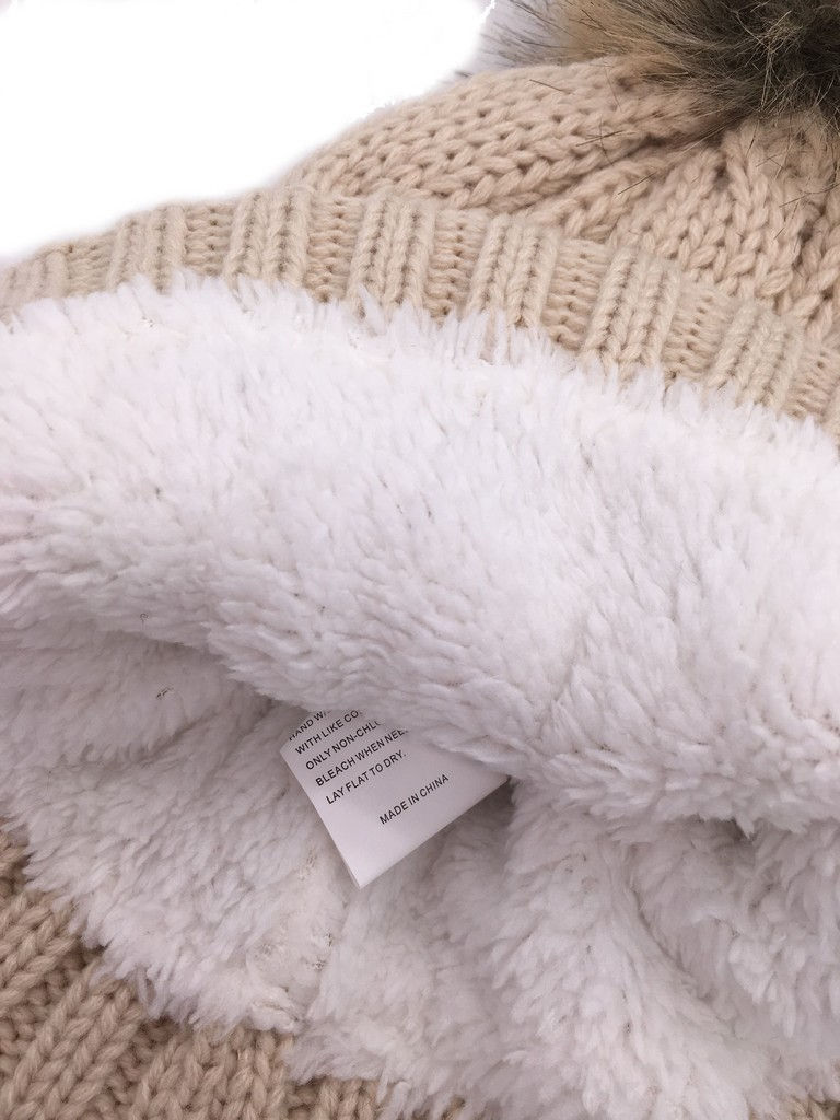 Thumbnail: Girls Hat With Faux Fur Pompom With Polar Fleece Lining