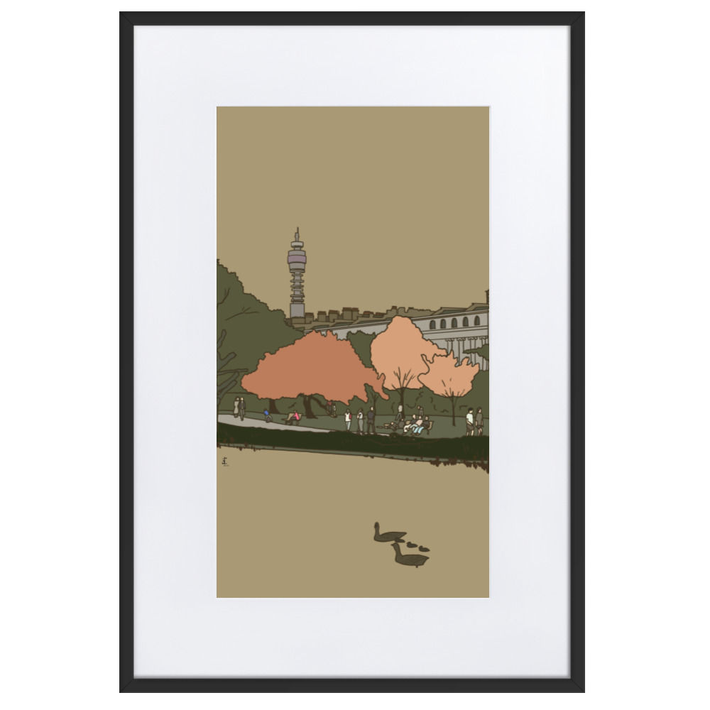 BT Tower at Regents Park Matte Paper Framed Poster With Mat (cm)