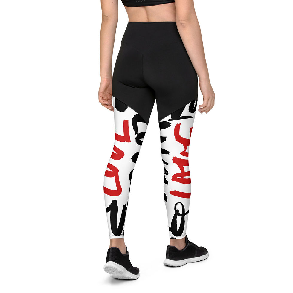 Love Conquers | High Waist Leggings | (Black, Red)