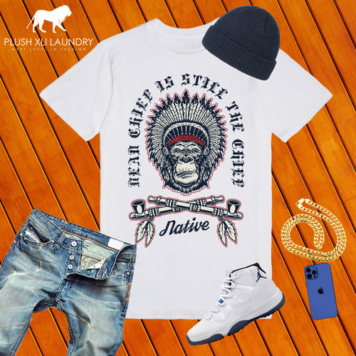 a Chief is original, native! Tshirt (White) Plush XLI Laundry