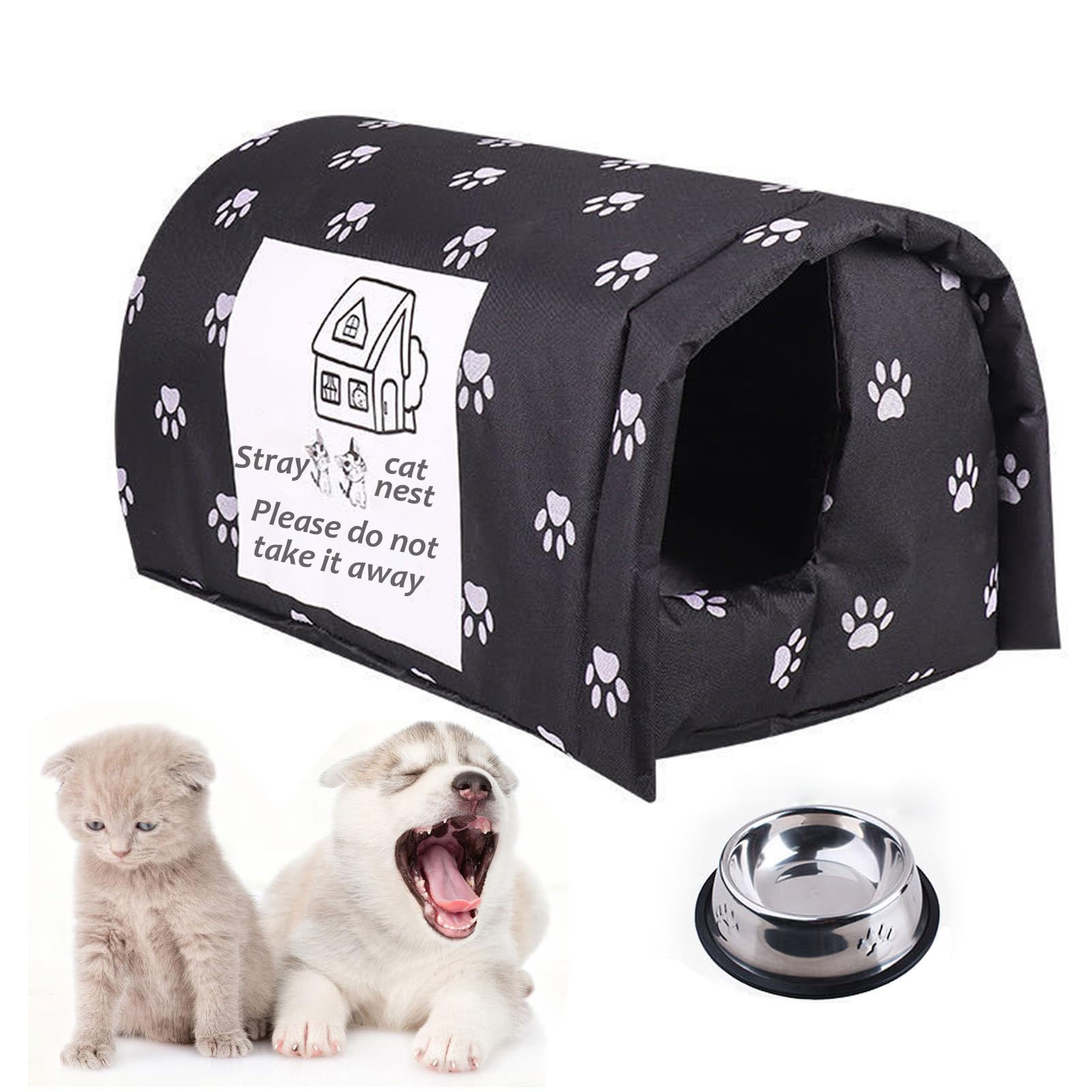 FIEATES Cat House for Outdoor Cats in Winter Thickened Weatherproof Foldable Hou