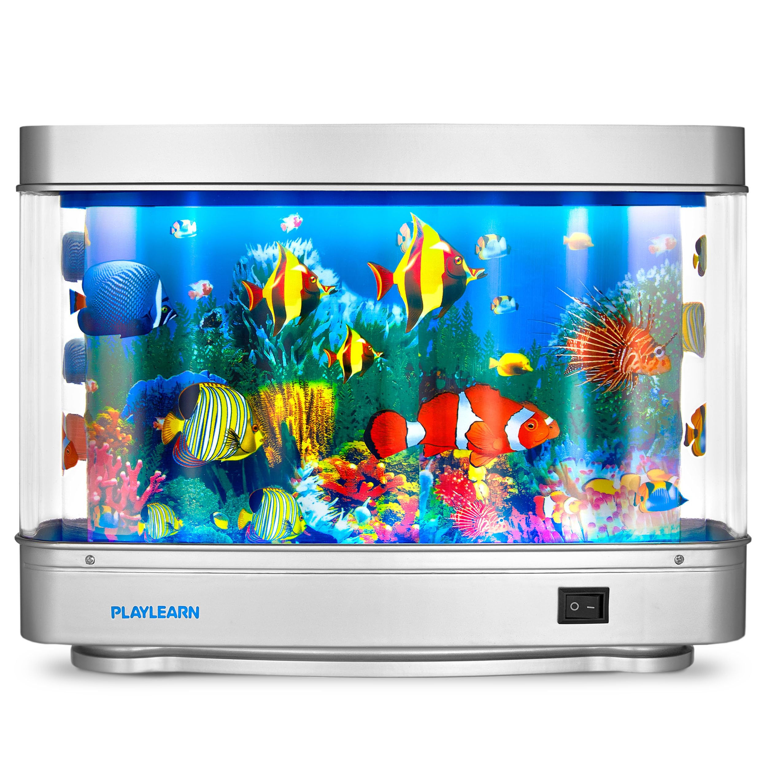 Playlearn Fake Fish Tank Mini Aquarium - Artificial Fish Tank with Moving Fish -