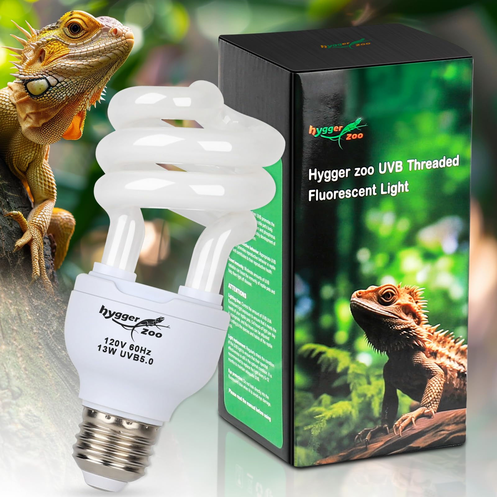 Hygger zoo UVB Bulb for Reptiles 5.0 13W UVA UVB Light Reptile Light Bulb UVB Li