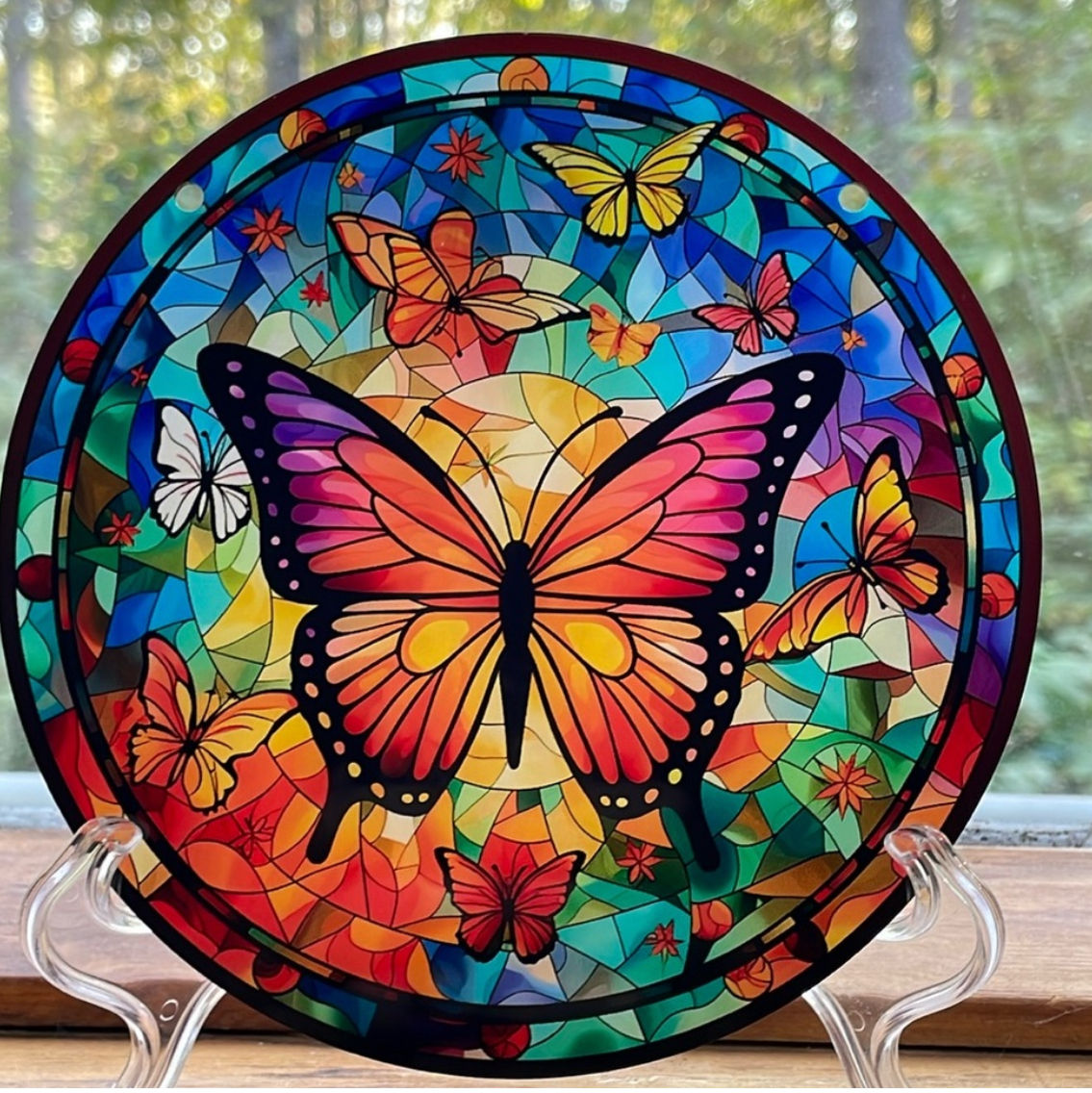 Butterfly Acrylic Suncatcher Round Winged Insect Decor