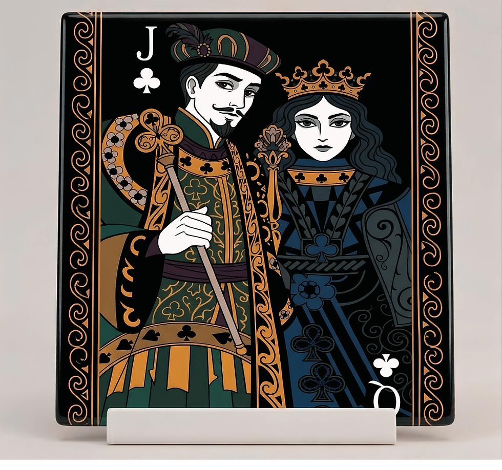 Azulejo 20x20 com ilustração do Valete e Rainha de paus.