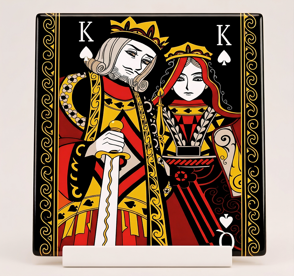 Azulejo 20x20 com ilustração de Rei e Rainha de espadas
