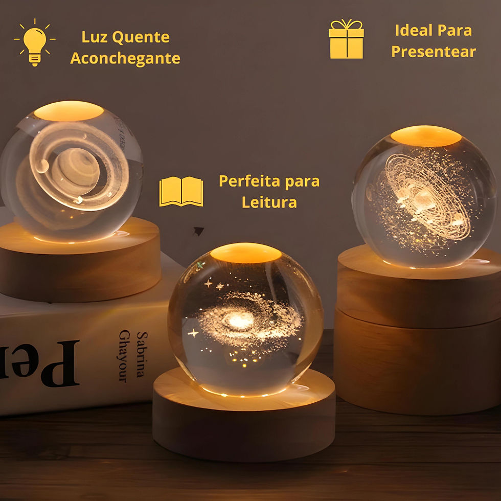 Luminária de cristal com sistema solar e luz quente.