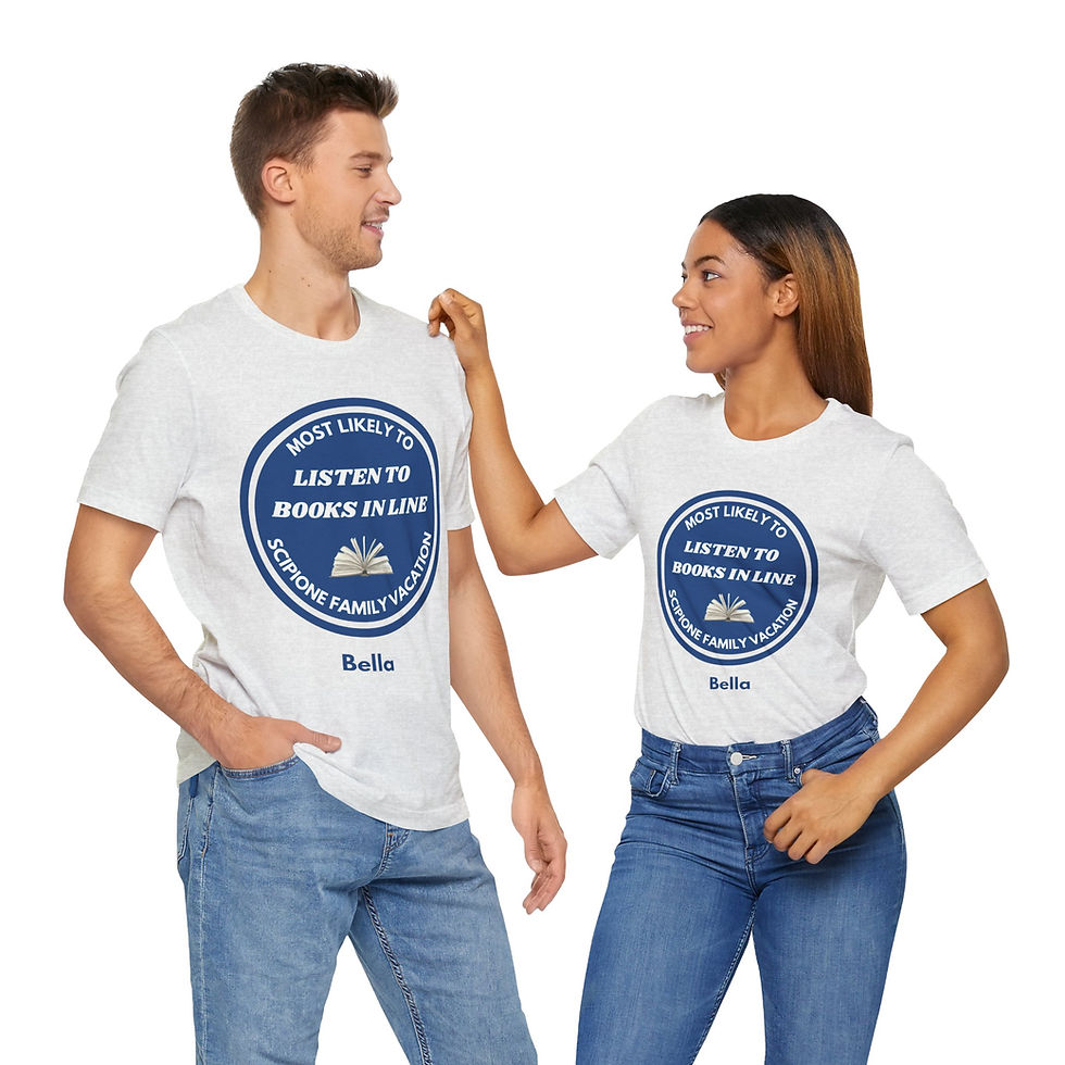 Thumbnail: Most Likely To Listen to Books in Line Tee | Fun Family Vacation Shirt
