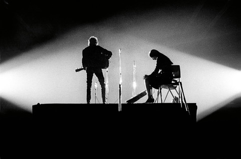Bob Dylan with Joan Baez on Stage