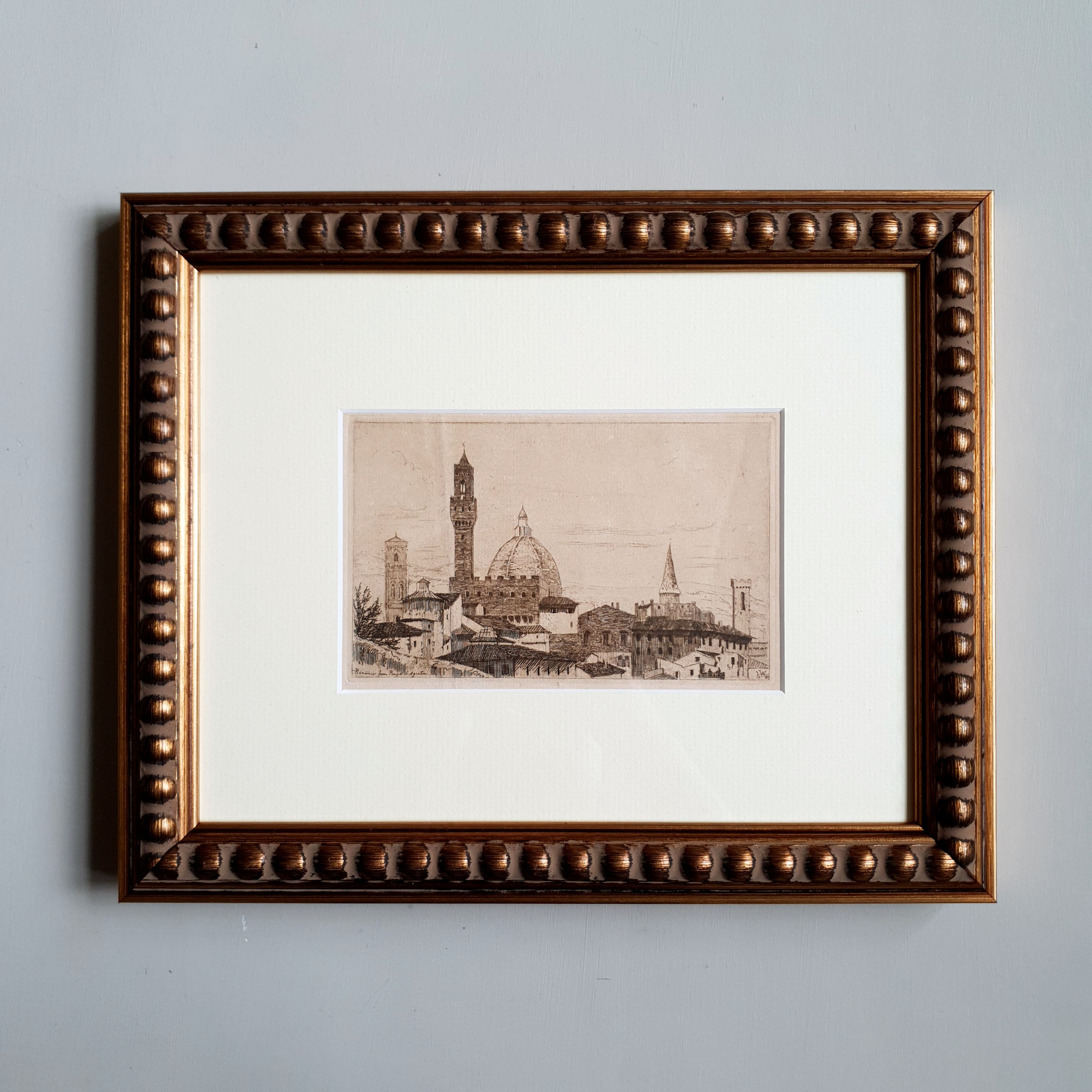 Antique Etching Florence 1880 