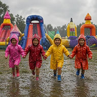 Kinder die im Regen Spielen