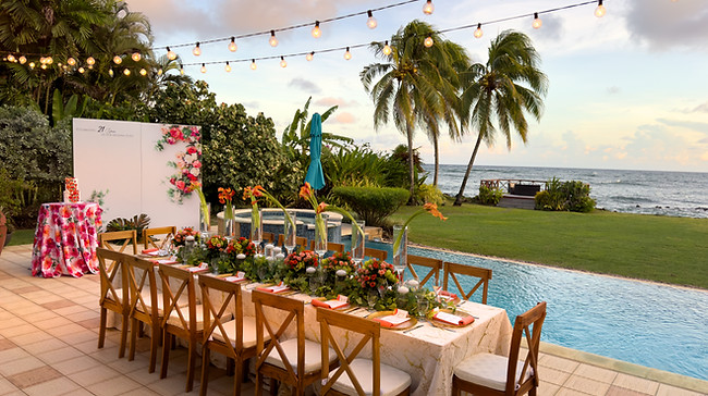 Private outdoor celebration at a luxury villa in Tobago