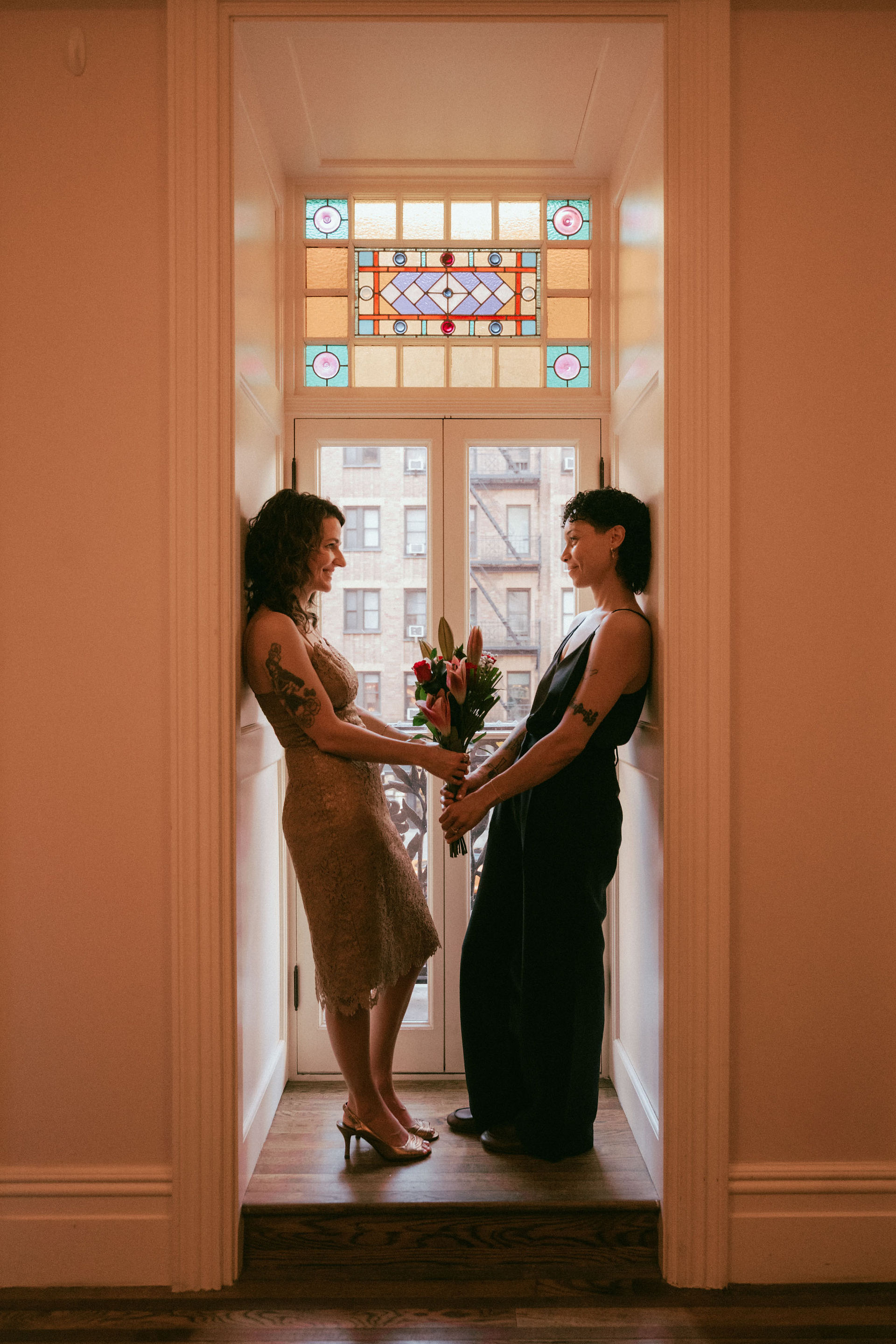 two brides hotel chelsea balcony wrought iron cinematic All The Feels