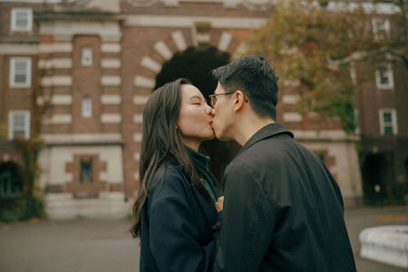 surprise proposal on the Governors Island waterfront promenade