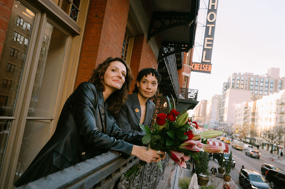 chelsea hotel honeymoon photoshoot nyc lgbtq couple by All The Feels cinematic photographer NYC