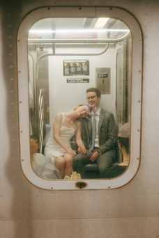 NYC City Hall wedding photographer in the subway