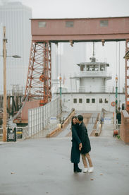 ferry to Governors Island leaving the Battery Maritime Building couple romantic photoshoot on governors island