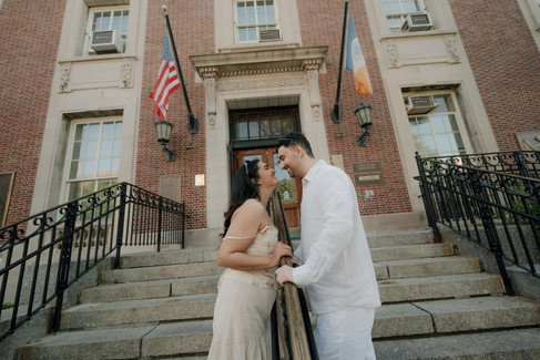 St George Staten Island courthouse columns engagement photos candid romantic photographer NYC
